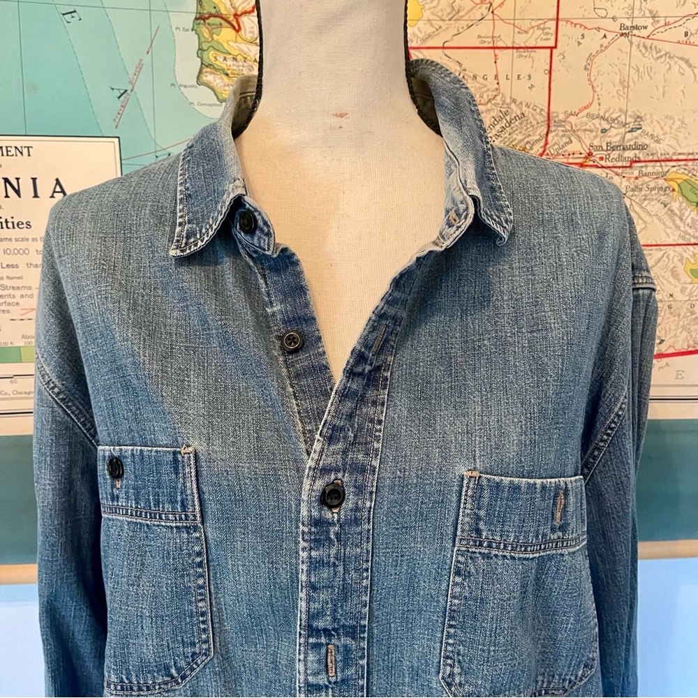 XL Wallace & Barnes Blue Denim Cowboy Shirt